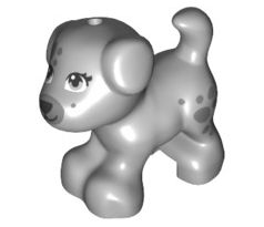 LEGO (41303) Dog, Friends, Puppy, Standing with Black Nose and Mouth and Dark Bluish Gray Muzzle and Spots Pattern (Sky)