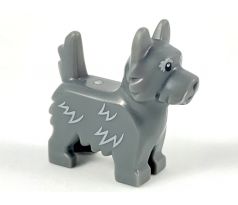 LEGO (71023) Dog, Terrier with Black Eyes and Nose and Light Bluish Gray Fur Lines Pattern (Toto)