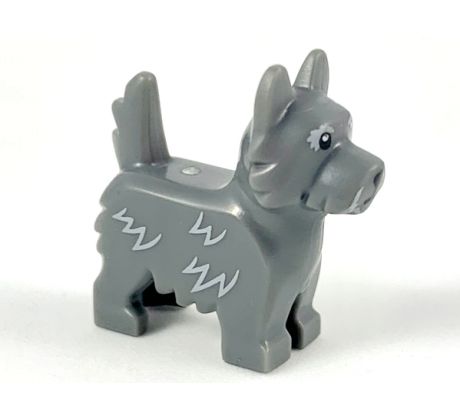 LEGO (71023) Dog, Terrier with Black Eyes and Nose and Light Bluish Gray Fur Lines Pattern (Toto)