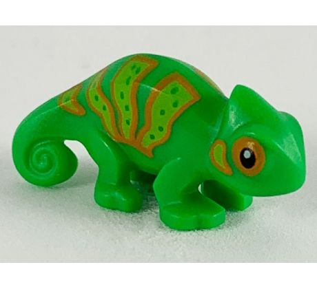 LEGO Chameleon with Lime and Orange Stripes Pattern