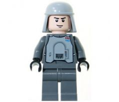 LEGO (8084) Imperial Officer with Battle Armor (Captain / Commandant / Commander) - Dark Bluish Gray Legs, Smirk - Star Wars Episode 4/5/6