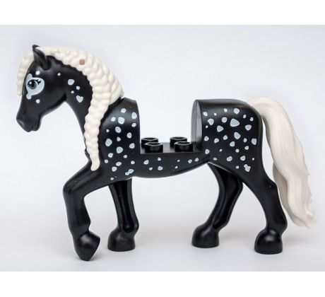 LEGO (41686) Horse with 2 x 2 Cutout and Movable Neck, White Tail and Braided Mane, White Spots Pattern Item No: 76950c02pb01