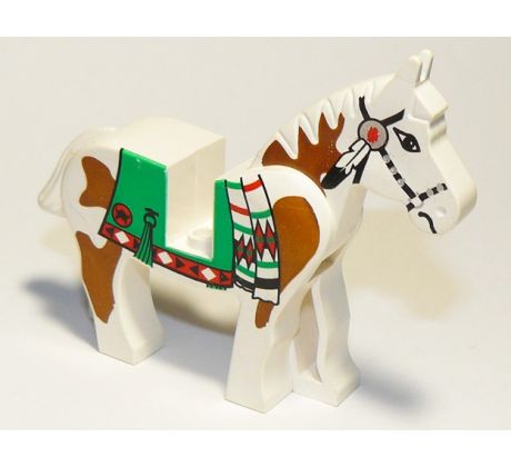 LEGO (6748) Horse with Green Blanket, Left Side Red Hand Pattern- Western