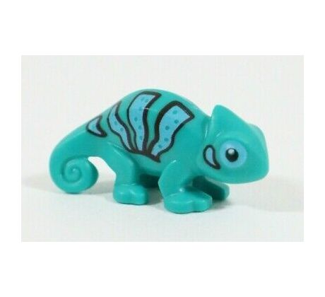 LEGO (10270) Dark Turquoise Chameleon with Black and Bright Light Blue Stripes Pattern