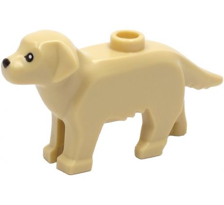 LEGO (60291) Tan Dog, Labrador / Golden Retriever with Black Eyes and Nose Pattern