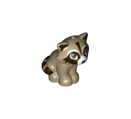 LEGO (41679) Dark Tan Raccoon, Friends with Dark Brown Markings, White Muzzle, and Black Nose Pattern