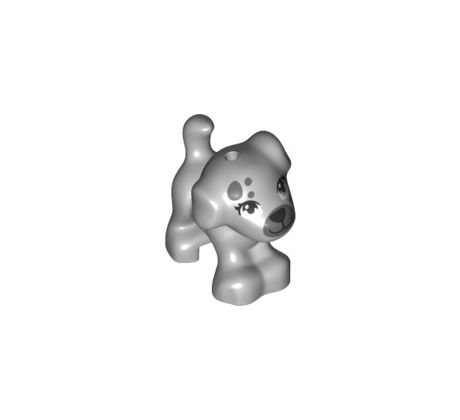 LEGO (41698) Dog, Friends, Puppy, Standing with Black Nose and Mouth, Dark Bluish Gray Muzzle and Spots on Face Pattern