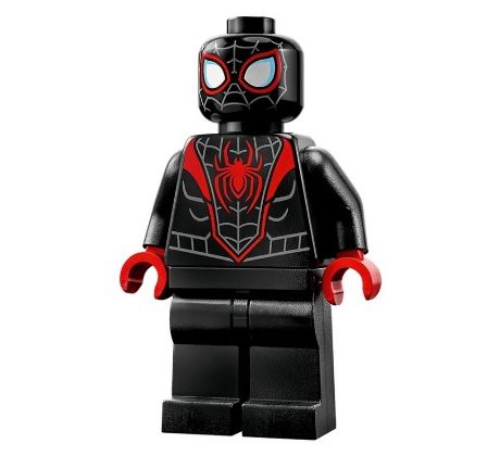 LEGO (76244) Spider-Man (Miles Morales) - Dark Bluish Gray Webbing on Head, Red Hands - Super Heroes: Spider-Man