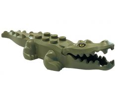 LEGO (60425) Alligator / Crocodile with 20 Teeth with Yellow Eyes without White Glints Pattern with Red Technic, Pin 1/2