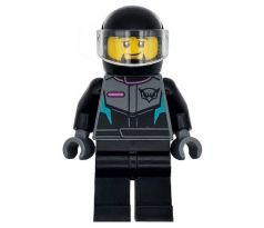 LEGO® Town Minifigurka Race Driver, Black Racing Suit and Helmet with Visor, Goatee