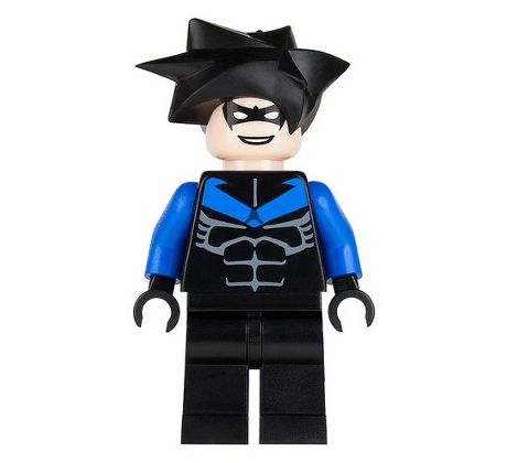 LEGO® Batman I Minifigurka Nightwing with Black Eyemask and Blue Chest Logo and Spiky Hair