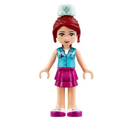 LEGO® Friends Minifigurka Mia - Medium Azure Shirt, Magenta Skirt, Veterinarian, Nurse Hat