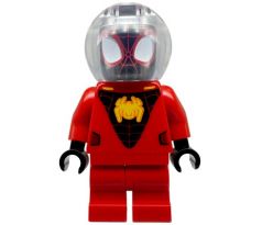 LEGO® Super Heroes Minifigurka Spin / Spider-Man (Miles Morales), Medium Red Legs, Bubble Helmet